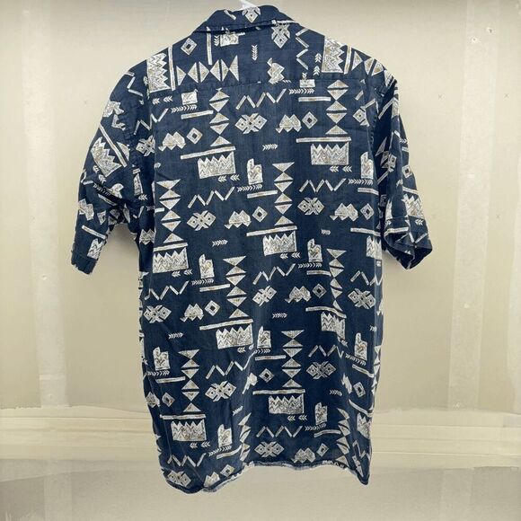 Vintage Body Glove Mens Large Button Down Black Ancient Symbol Casual Camp Shirt - Picture 3 of 3